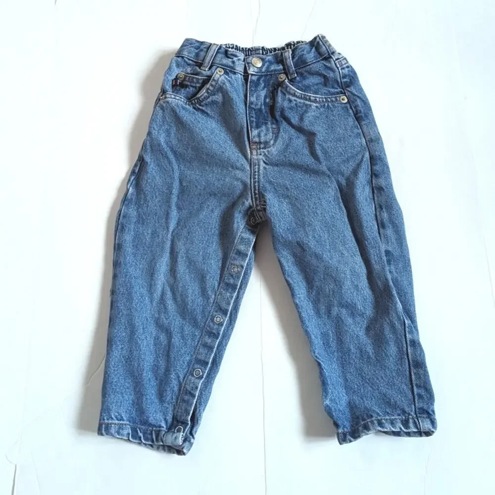 Vtg 90s Ralph Lauren Baggy Cinched Jeans 18-24m Iconic Classic